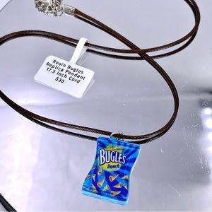 Mini Resin Bag of Chips Snacks On Brown 17.5 Inch Cord With FREE Gift Box!